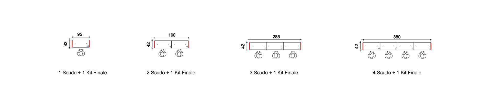 mostrador modular, diferentes configuraciones