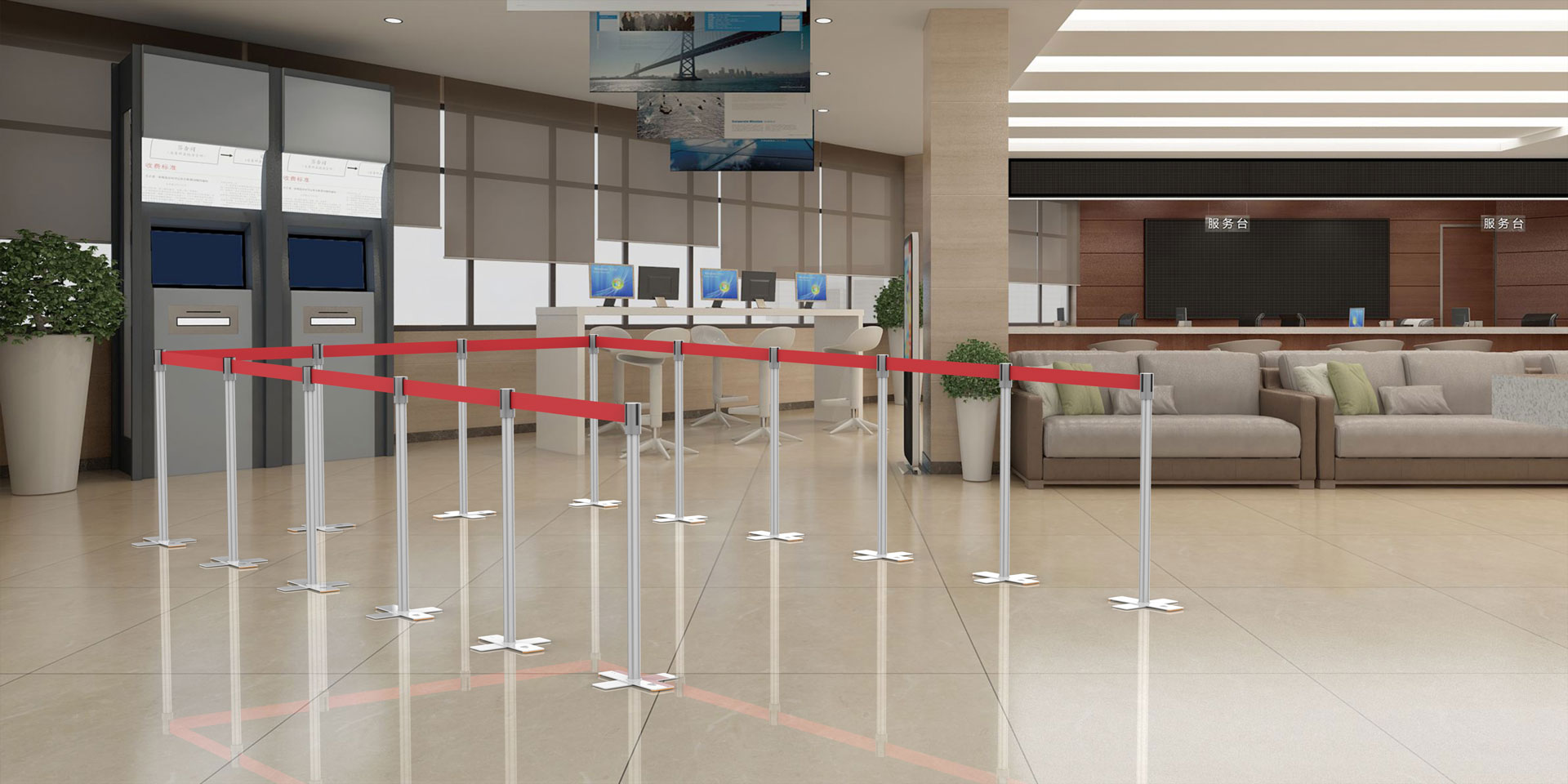 poste con cinta retráctil