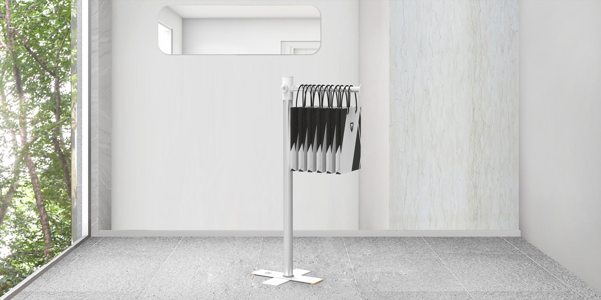 expositor para bolsos y bolsas