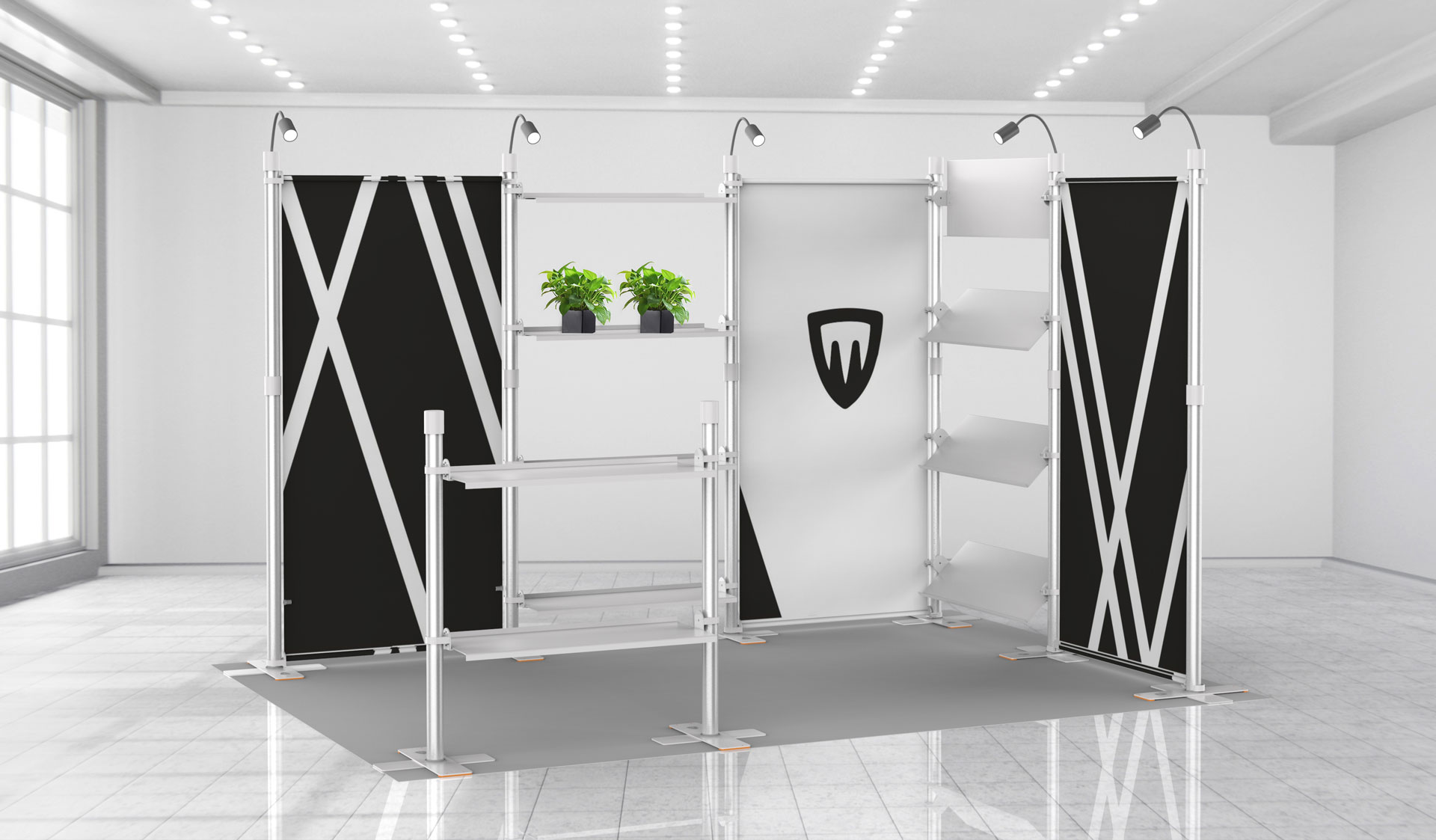 element1 stand ferial con estantes y nichos de exposición